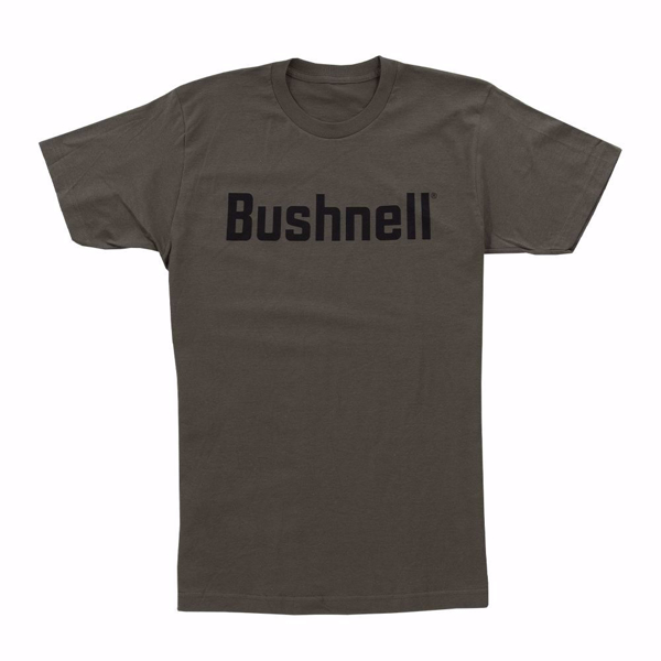 Front of Military Green Bushnell Tracker Tee with Bushnell logo