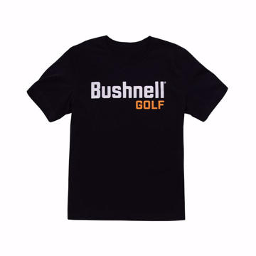 Black Bushnell Golf Iron Tee with white and orange logo