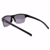 View of Bushnell logo on Performance Sunglasses with Matte Black Frame and Polarized Grey Lens With Blue Mirror