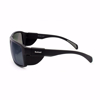 Left side view of Bushnell Performance Eyewear Buffalo Sunglasses with Matte Black Frame and Polarized Grey Flash Lens