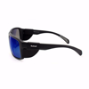 left side view Bushnell Performance Eyewear Buffalo Sunglasses with Matte Black Frame and Polarized Grey Lens With Blue Mirror
