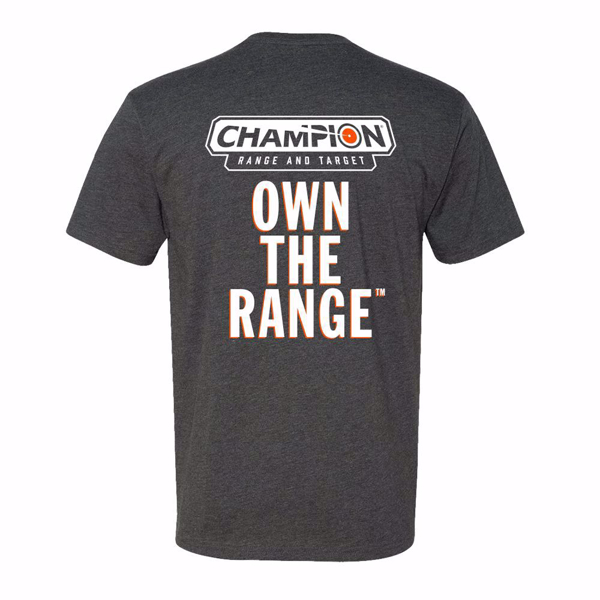 Own The Range Tee Shirt Back with Chamion logo and slogan